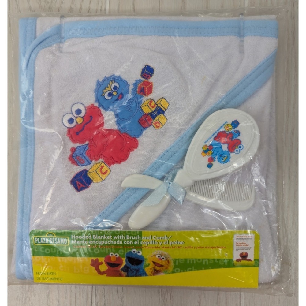 Sesame Street Babies Elmo baby hooded towel hair‎ brush comb set new